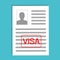 Approved visa application, flat design. Documents with personal data vector illustration, flat cartoon paper document