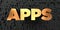 Apps - Gold text on black background - 3D rendered royalty free stock picture