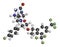 Aprepitant antiemetic drug molecule. Atoms are represented as spheres with conventional color coding: hydrogen (white), carbon (