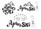 Apres ski typography logo set. Mountain resort banner, poster. Apres ski bar leaflet.