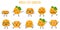 Apricot fruit cute funny cheerful characters with different poses and emotions