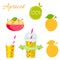 Apricot fruit and juice vector set