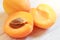 Apricot fruit macro sliced two half