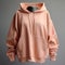 Apricot hoodie as canvas mockup oversized on gray background. Generative AI