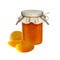 Apricot Jam in glass jar isolated on background