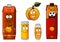 Apricot juice containers and fruit characters