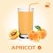 Apricot Juice Set With Fresh Fruits And Leaves.