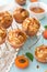 Apricot muffins with sliced almonds