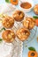 Apricot muffins with sliced almonds