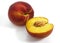 Apricot Peach, persica vulgaris, Fruits against White Background