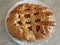 Apricot pie on the plate. Homemade tasty fruit pie.