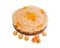 Apricot pie and several fresh apricots on a light background