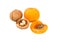 Apricot and Walnuts isolated. Apricots with nuts