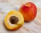 Apricots fruit on wooden table. Vitamin fruits