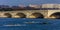 APRIL 10, 2018 - WASHINGTON DC - Memorial Bridge crosses Potomac River in front of Rosslyn,. Potomac, usa