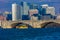 APRIL 10, 2018 - WASHINGTON DC - Memorial Bridge crosses Potomac River in front of Rosslyn,. Sky, architecture