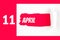 April 11st . Day 11 of month, Calendar date. Red Hole in the white paper with torn sides with calendar date. Spring month, day of