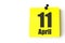 April 11st . Day 11 of month, Calendar date. Yellow sheet of the calendar. Spring month, day of the year concept