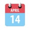 april 14th. Day 14 of month,Simple calendar icon on white background. Planning. Time management. Set of calendar icons for web