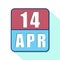 april 14th. Day 14 of month,Simple calendar icon on white background. Planning. Time management. Set of calendar icons for web
