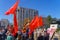 April 15, 2022 Balti Moldova, Protest against the ban on the St. George ribbon. USSR Victory Flags