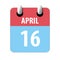 april 16th. Day 16 of month,Simple calendar icon on white background. Planning. Time management. Set of calendar icons for web