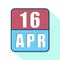 april 16th. Day 16 of month,Simple calendar icon on white background. Planning. Time management. Set of calendar icons for web