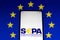 April 19, 2022, Brazil. In this photo illustration the Single Euro Payments Area SEPA logo seen displayed on a smartphone and in