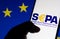 April 19, 2022, Brazil. In this photo illustration the Single Euro Payments Area SEPA logo seen displayed on a smartphone and in