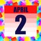 April 2 icon. For planning important day. Banner for holidays and special days. Second of april. .