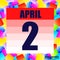 April 2 icon. For planning important day. Banner for holidays and special days. Second of april. Vector.