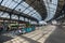 April 2015 - Brighton, England: trainstation at Brighton looking up the roof and clock