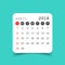 April 2018 calendar. Calendar sticker design template. Week star