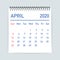 April 2020 Calendar Leaf. Calendar 2020 in flat style. Vector illustration.