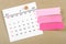 April 2022 calendar with blank adhesive note paper