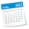 April 2022 Calendar Leaf. Week Starts on Monday. Vector Illustration