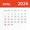 April 2024 Calendar Leaf - Vector Illustration