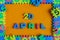 April 20th. Day 20 of month, daily calendar of child toy puzzle on orange background. Spring time theme