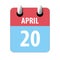 april 20th. Day 20 of month,Simple calendar icon on white background. Planning. Time management. Set of calendar icons for web