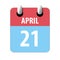 april 21st. Day 20 of month,Simple calendar icon on white background. Planning. Time management. Set of calendar icons for web