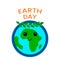 April 22 is the day of the Earth. funny comics in cartoon style. flat vector illustration in the form of an emblem or logo