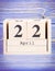 April 22th. Date of 22 April on wooden cube calendar