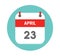 April 23. Vector flat daily calendar icon. Date and time, day, month.