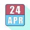 april 24th. Day 24 of month,Simple calendar icon on white background. Planning. Time management. Set of calendar icons for web