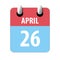april 26th. Day 26 of month,Simple calendar icon on white background. Planning. Time management. Set of calendar icons for web