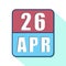 april 26th. Day 26 of month,Simple calendar icon on white background. Planning. Time management. Set of calendar icons for web