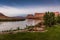 APRIL 27, 2017 - MOAB, UTAH - Red Cliffs Lodge shows wedding platform, along Colorado River at. Southwest, Red Rock