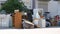 April 27, 2021 - Kehl, Germany: Large heaps of household rubbish, furniture, belongings, household items lie on street