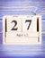 April 27th. Date of 27 April on wooden cube calendar