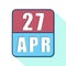 april 27th. Day 27 of month,Simple calendar icon on white background. Planning. Time management. Set of calendar icons for web